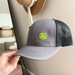 John Deere Gray and Black Hat with Logo